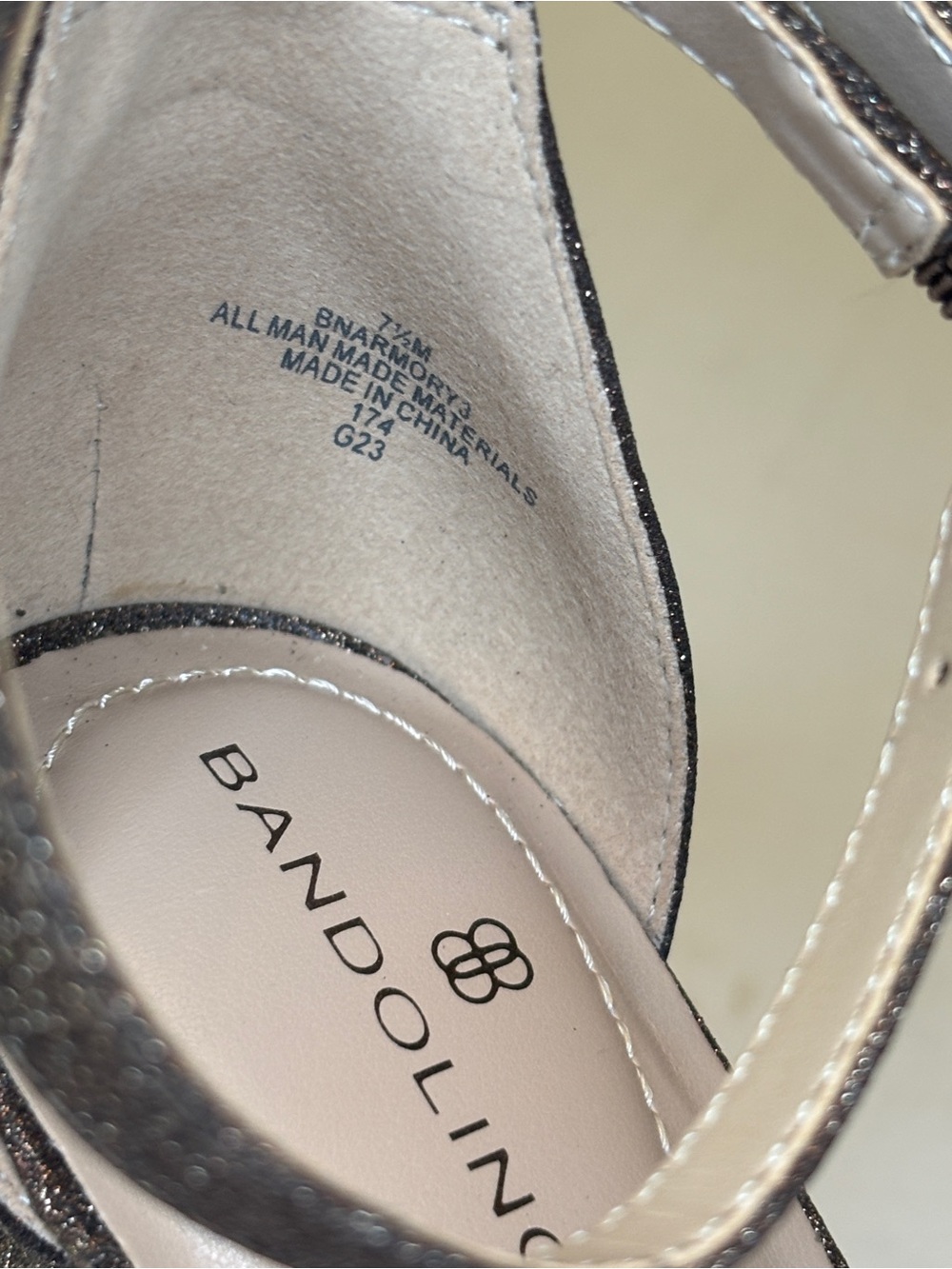 Bandolino Armory Brown Glitter Ankle-Strap Block Heels - Picture 7 of 7